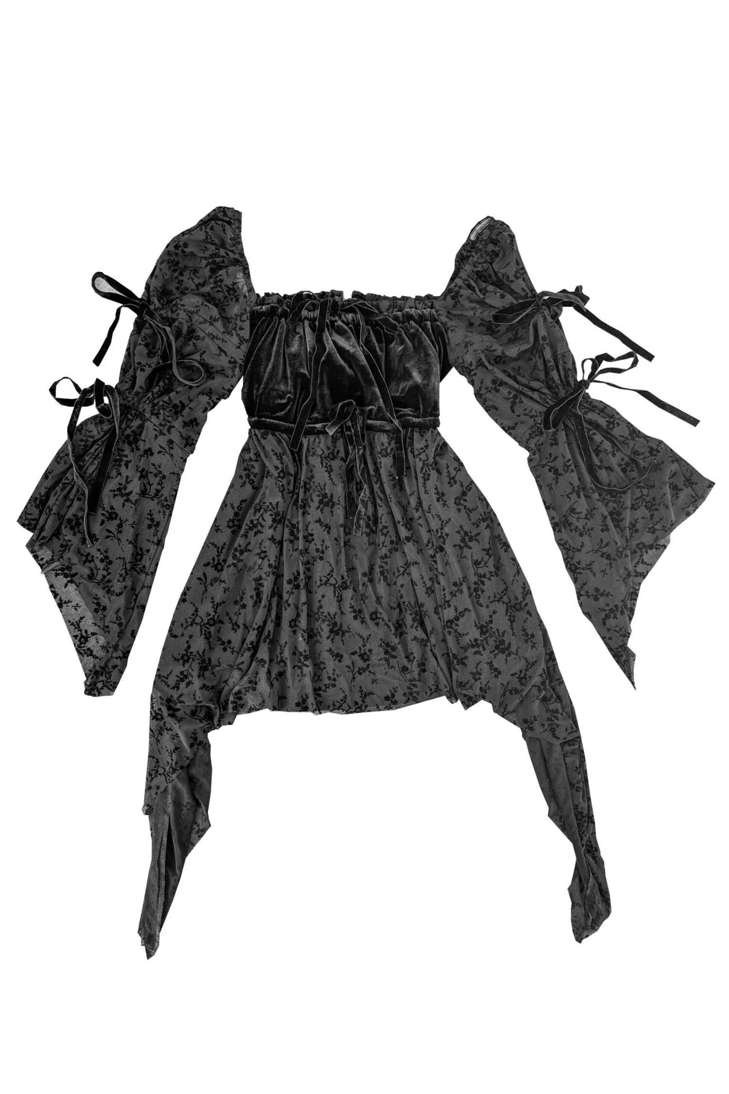 Desdemona Black Velvet Mix Dress 3 Desdemona Black Velvet Mix Dress