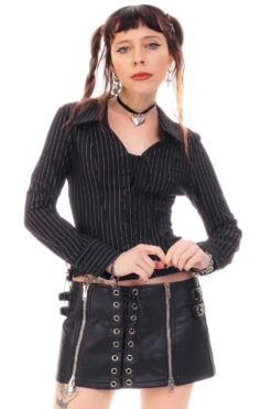 Libby Pinstripe Corset-Lace Shirt 33 Libby Pinstripe Corset-Lace Shirt -TUNNEL Vision Outlet HS115 3491