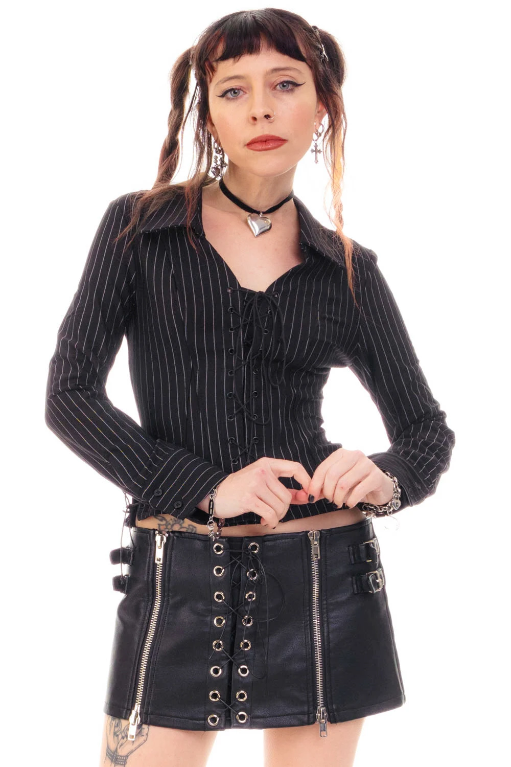 Libby Pinstripe Corset-Lace Shirt 16 Libby Pinstripe Corset-Lace Shirt - Image 14