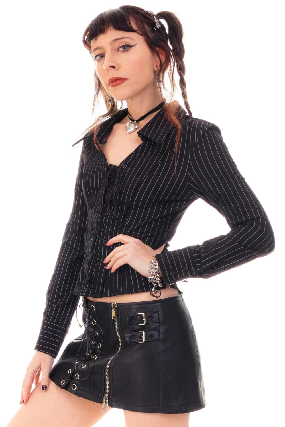 Libby Pinstripe Corset-Lace Shirt 17 Libby Pinstripe Corset-Lace Shirt - Image 15