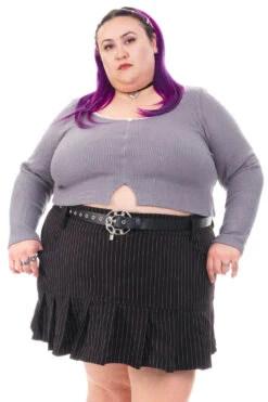 Rosa Grey Lace-Trimmed Thermal Long-Sleever -TUNNEL Vision Outlet HS115 3497