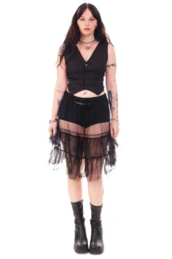 Louisa May Sheer Black Ruffle Skirt -TUNNEL Vision Outlet HS115 3547