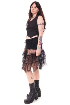 Louisa May Sheer Black Ruffle Skirt -TUNNEL Vision Outlet HS115 3549