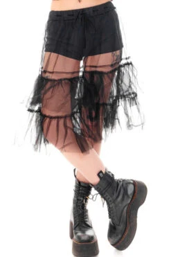 Louisa May Sheer Black Ruffle Skirt -TUNNEL Vision Outlet HS115 3572 2
