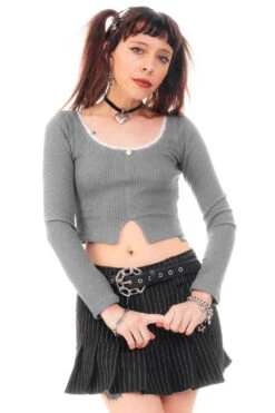 Rosa Grey Lace-Trimmed Thermal Long-Sleever -TUNNEL Vision Outlet HS115 3654 e4ad24ba 7796 49c0 92af 8133aa21a1a5