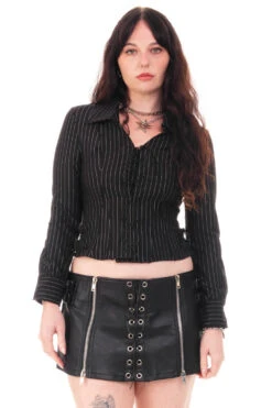 Libby Pinstripe Corset-Lace Shirt 23 Libby Pinstripe Corset-Lace Shirt -TUNNEL Vision Outlet HS115 3711