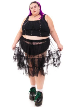 Louisa May Sheer Black Ruffle Skirt -TUNNEL Vision Outlet HS115 3716