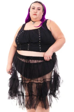 Louisa May Sheer Black Ruffle Skirt -TUNNEL Vision Outlet HS115 3717