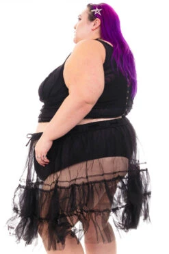 Louisa May Sheer Black Ruffle Skirt -TUNNEL Vision Outlet HS115 3718