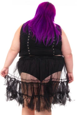 Louisa May Sheer Black Ruffle Skirt -TUNNEL Vision Outlet HS115 3721