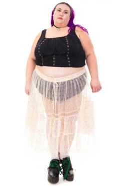 Louisa May Sheer Floral Ruffle Skirt 34 Louisa May Sheer Floral Ruffle Skirt -TUNNEL Vision Outlet HS115 3747