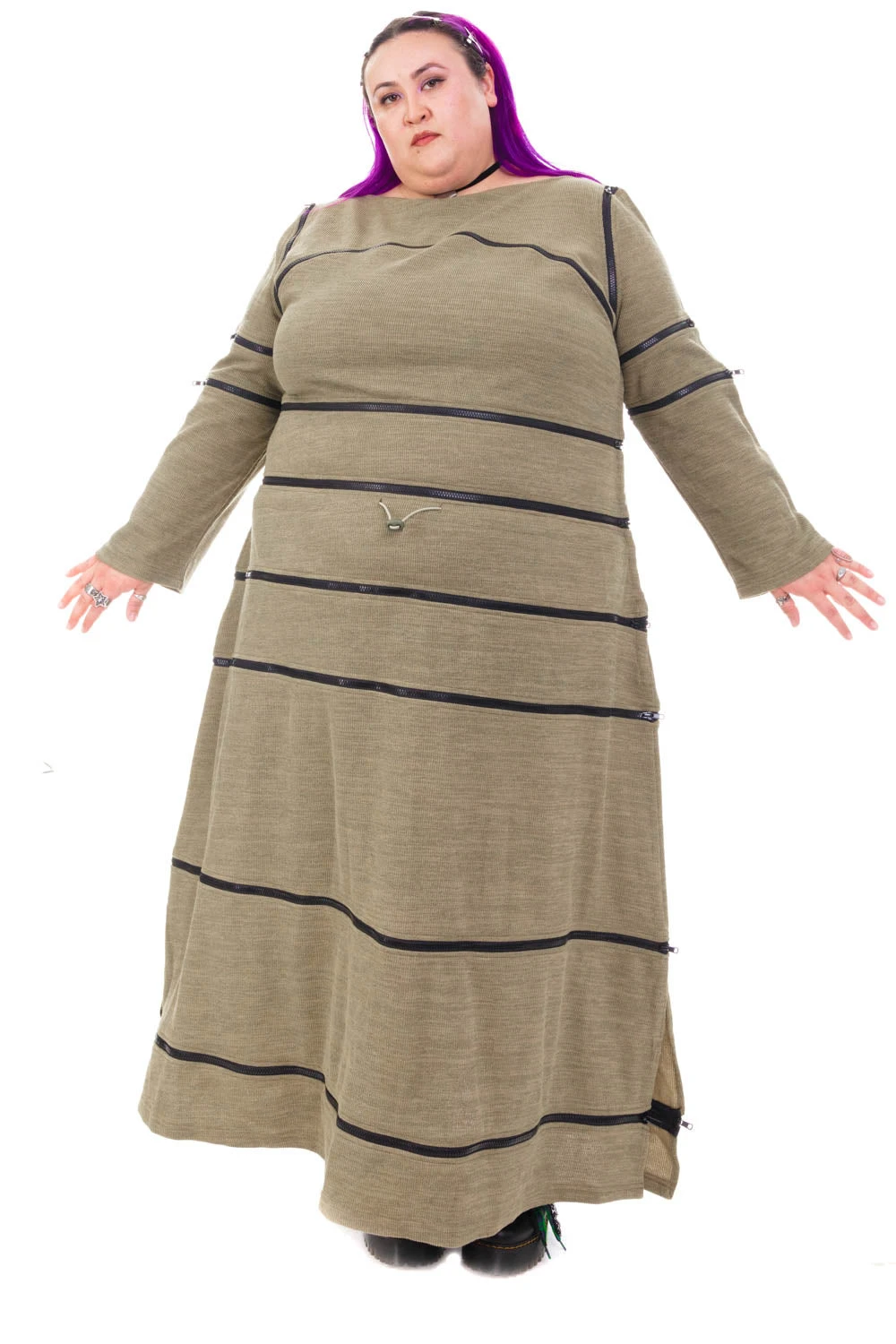 40-in-1 Olive Green Zip-Off Convertible Dress 19 40-in-1 Olive Green Zip-Off Convertible Dress - Image 17