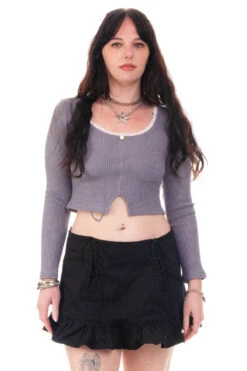 Rosa Grey Lace-Trimmed Thermal Long-Sleever -TUNNEL Vision Outlet HS115 3838