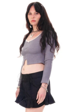 Rosa Grey Lace-Trimmed Thermal Long-Sleever -TUNNEL Vision Outlet HS115 3839