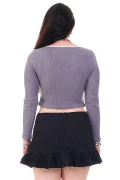 Rosa Grey Lace-Trimmed Thermal Long-Sleever -TUNNEL Vision Outlet HS115 3842