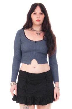 Rosa Blue Lace-Trimmed Thermal Long-Sleever 30 Rosa Blue Lace-Trimmed Thermal Long-Sleever -TUNNEL Vision Outlet HS115 3902