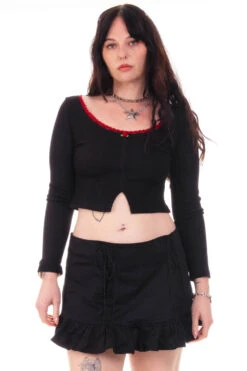 Rosa Black Lace-Trimmed Thermal Long-Sleever -TUNNEL Vision Outlet HS115 3908