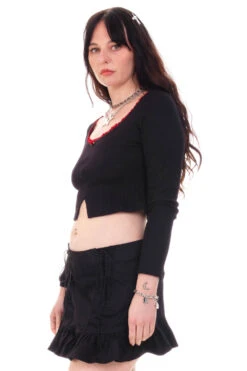 Rosa Black Lace-Trimmed Thermal Long-Sleever -TUNNEL Vision Outlet HS115 3909