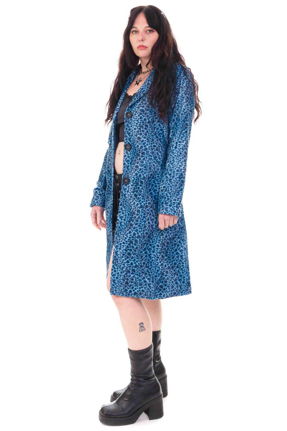 Mazzy Blue Cheetah Longline Jacket 9 Mazzy Blue Cheetah Longline Jacket - Image 7