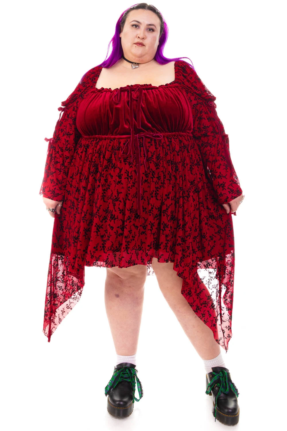 Desdemona Red Velvet Mix Dress 12 Desdemona Red Velvet Mix Dress - Image 10