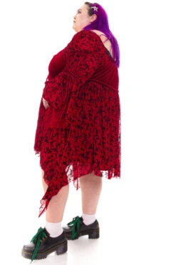 Desdemona Red Velvet Mix Dress 26 Desdemona Red Velvet Mix Dress -TUNNEL Vision Outlet HS115 3936