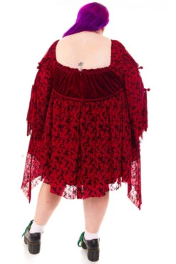 Desdemona Red Velvet Mix Dress 28 Desdemona Red Velvet Mix Dress -TUNNEL Vision Outlet HS115 3938