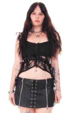 Gwendolyn Black Lace Tie-Up Camisole -TUNNEL Vision Outlet HS115 3962