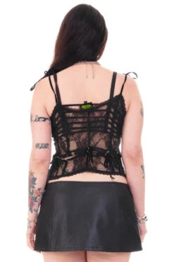Gwendolyn Black Lace Tie-Up Camisole -TUNNEL Vision Outlet HS115 3965