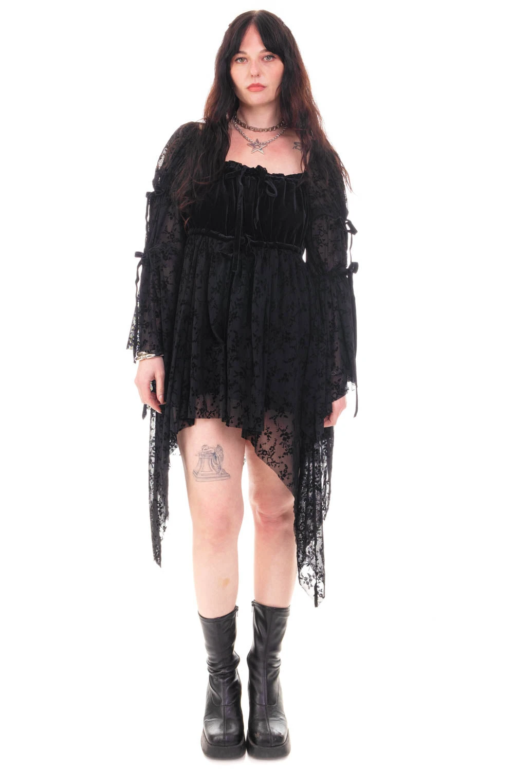 Desdemona Black Velvet Mix Dress 9 Desdemona Black Velvet Mix Dress - Image 7