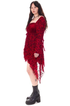 Desdemona Red Velvet Mix Dress 22 Desdemona Red Velvet Mix Dress -TUNNEL Vision Outlet HS115 3984