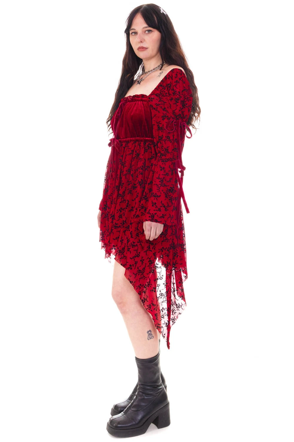 Desdemona Red Velvet Mix Dress 9 Desdemona Red Velvet Mix Dress - Image 7