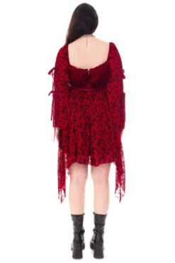 Desdemona Red Velvet Mix Dress 23 Desdemona Red Velvet Mix Dress -TUNNEL Vision Outlet HS115 3987