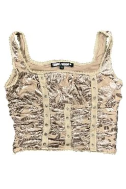 Lexi Cream Velvet Burnout Grommet Top