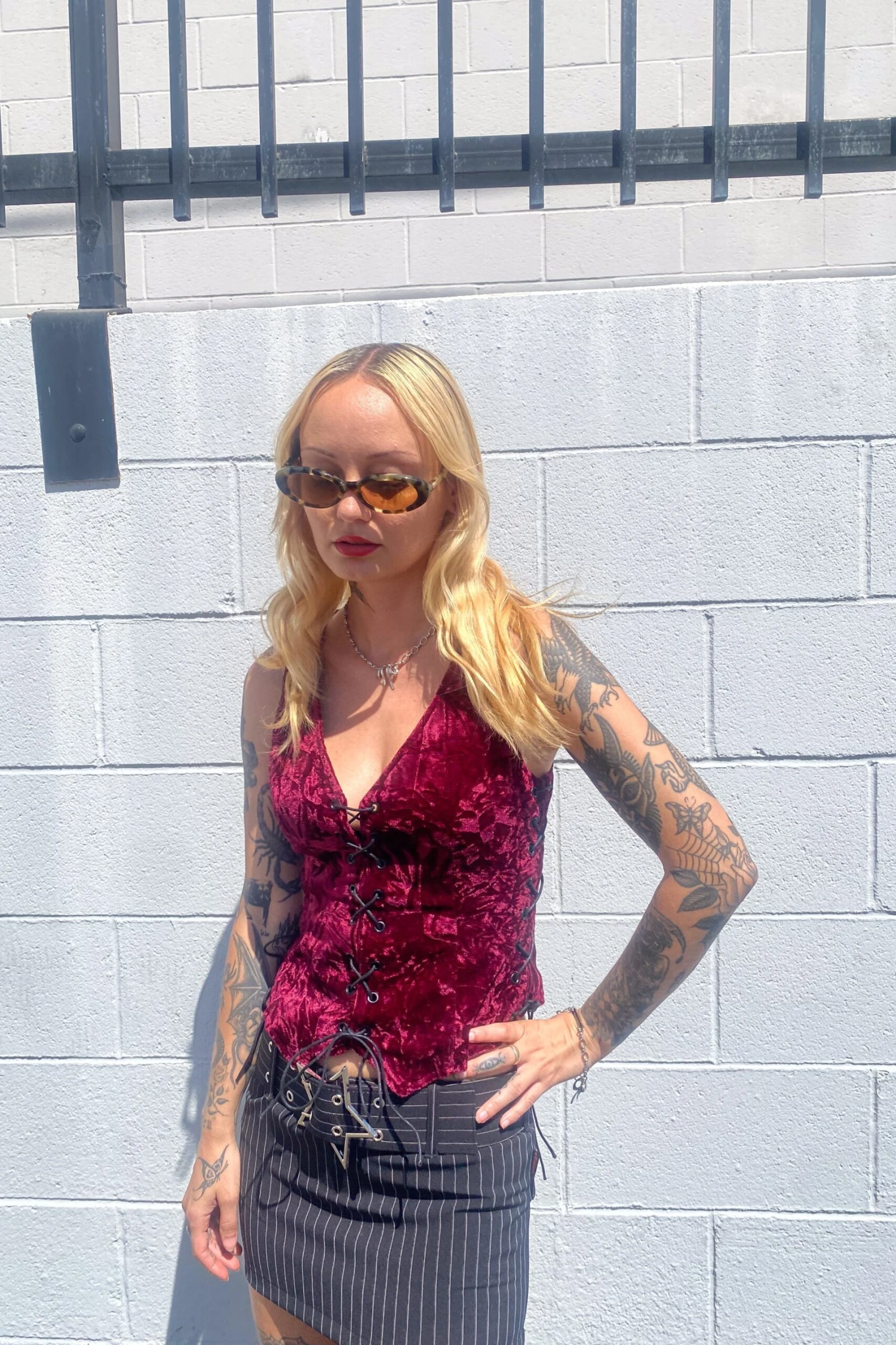 Evie Burgundy Velvet Lace-Up Top 8 Evie Burgundy Velvet Lace-Up Top - Image 6