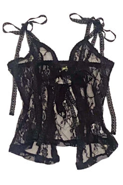 Black Lace Tabby Top