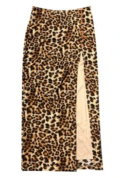 Siren Leopard Print High Slit Skirt
