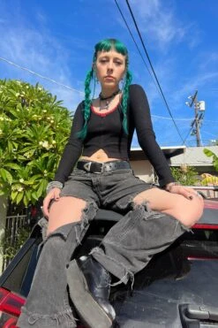 Rosa Black Lace-Trimmed Thermal Long-Sleever -TUNNEL Vision Outlet JKSVDb