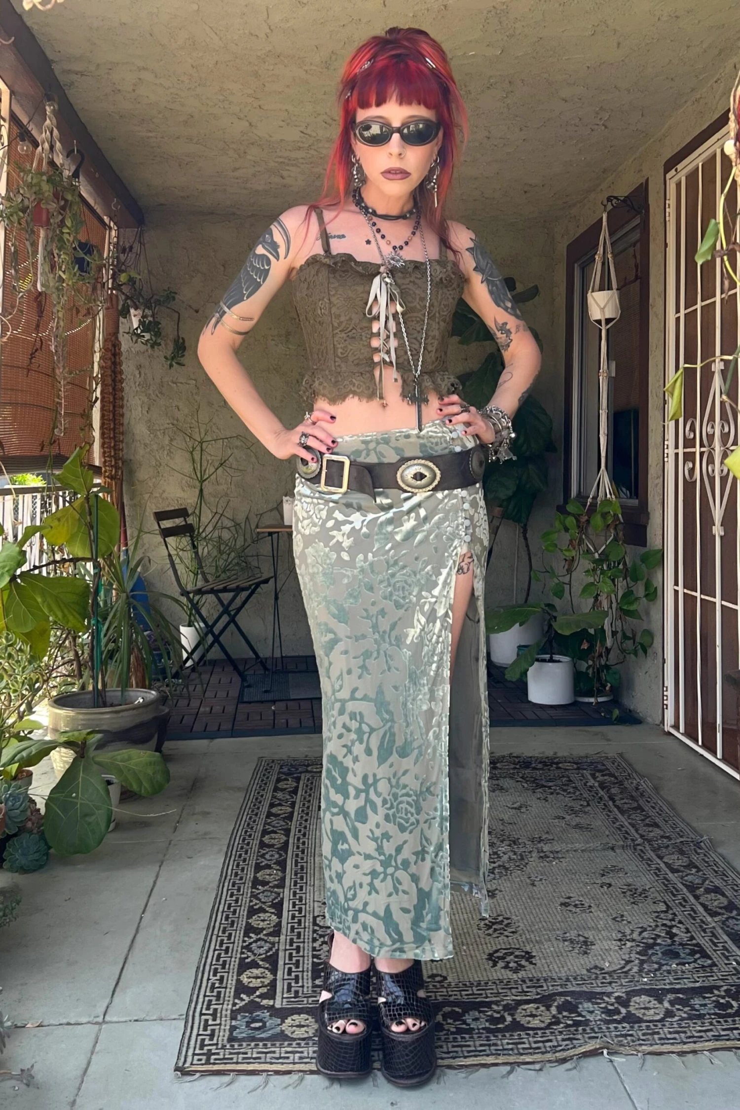 Siren Sage Green High Slit Skirt 6 Siren Sage Green High Slit Skirt - Image 4