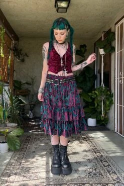 Louisa May Velvet Burnout Ruffle Skirt 24 Louisa May Velvet Burnout Ruffle Skirt -TUNNEL Vision Outlet aV