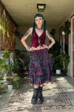 Louisa May Velvet Burnout Ruffle Skirt 25 Louisa May Velvet Burnout Ruffle Skirt -TUNNEL Vision Outlet afSDSV