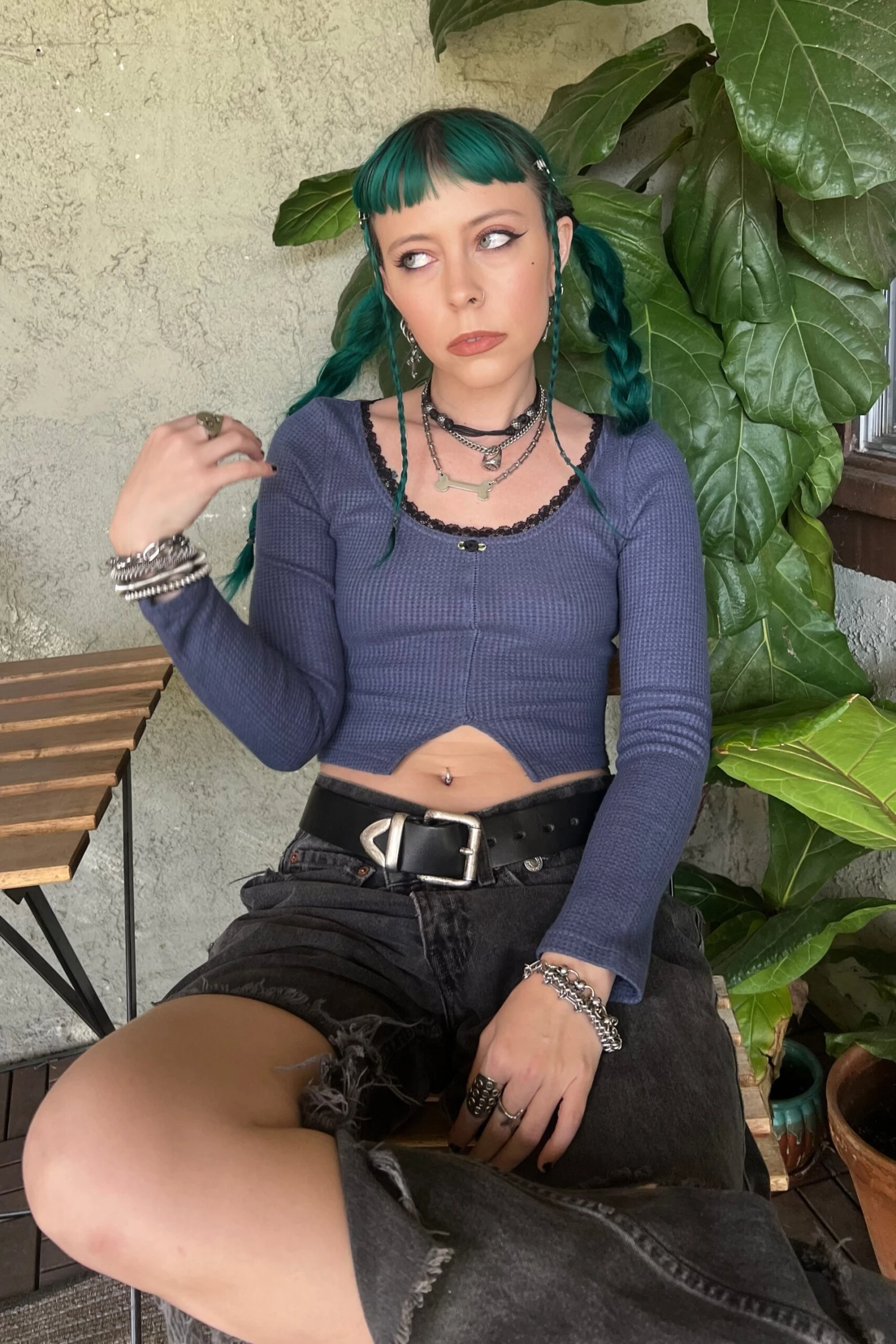 Rosa Blue Lace-Trimmed Thermal Long-Sleever 4 Rosa Blue Lace-Trimmed Thermal Long-Sleever - Image 2