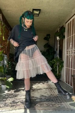 Louisa May Sheer Floral Ruffle Skirt 30 Louisa May Sheer Floral Ruffle Skirt -TUNNEL Vision Outlet gsd