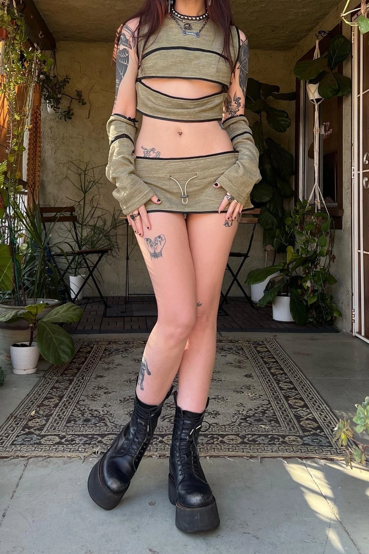 40-in-1 Olive Green Zip-Off Convertible Dress 6 40-in-1 Olive Green Zip-Off Convertible Dress - Image 4