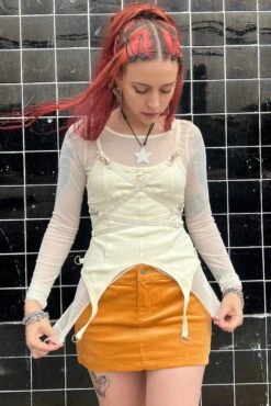 Gish Cream Convertible 3-in-1 Layered Top -TUNNEL Vision Outlet hj vh