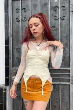 Gish Cream Convertible 3-in-1 Layered Top -TUNNEL Vision Outlet hjvjh