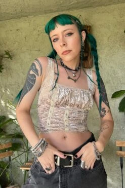 Lexi Cream Velvet Burnout Grommet Top 24 Lexi Cream Velvet Burnout Grommet Top -TUNNEL Vision Outlet jlsadbv