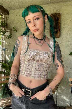 Lexi Cream Velvet Burnout Grommet Top 28 Lexi Cream Velvet Burnout Grommet Top -TUNNEL Vision Outlet jsdvbm