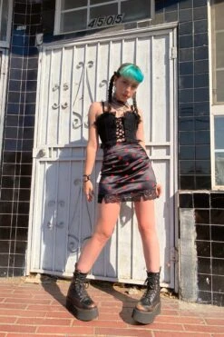 Kiki Heart Crossbones Lace-Trim Mini Skirt 26 Kiki Heart Crossbones Lace-Trim Mini Skirt -TUNNEL Vision Outlet kiki3