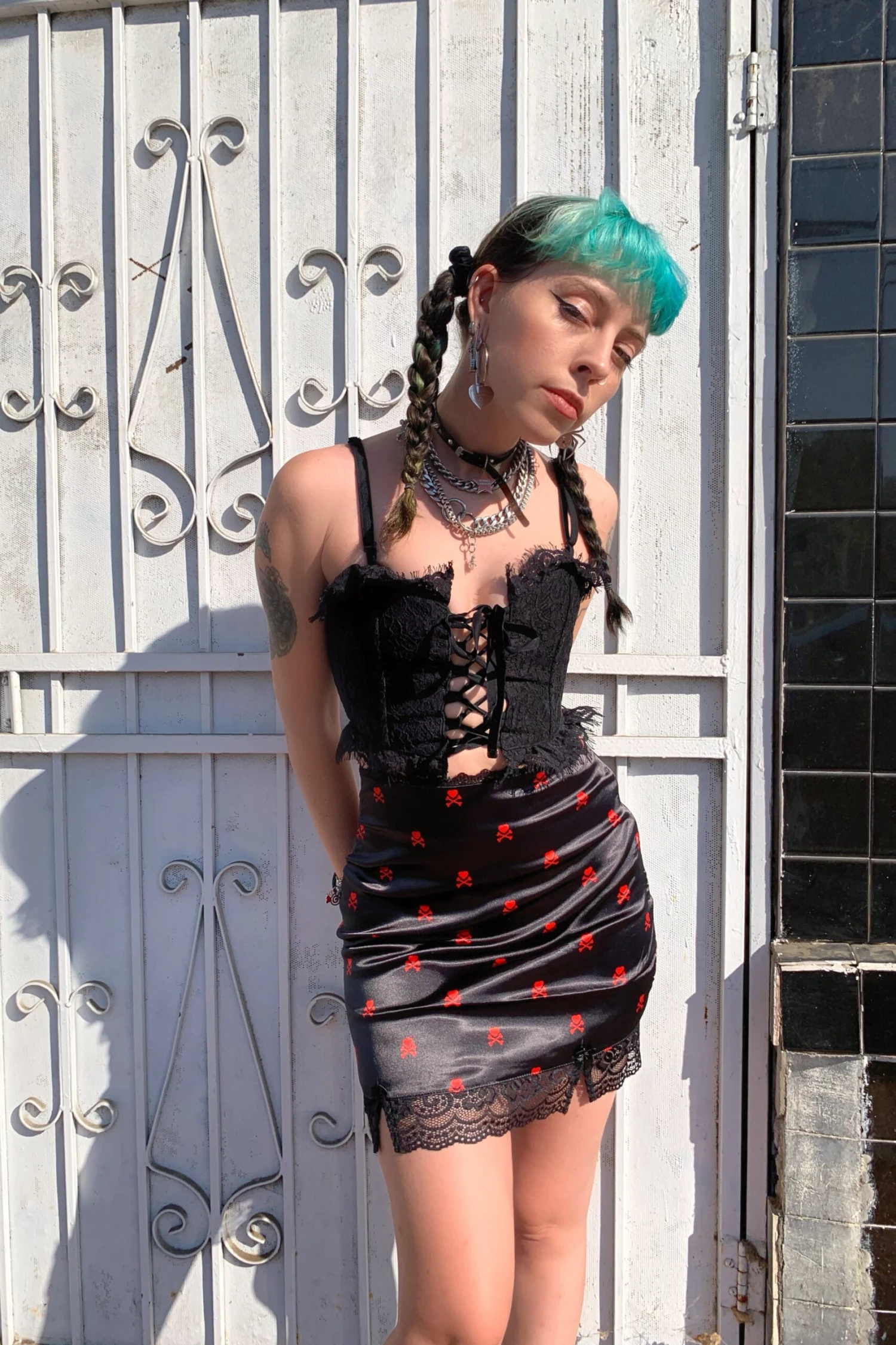 Kiki Heart Crossbones Lace-Trim Mini Skirt 5 Kiki Heart Crossbones Lace-Trim Mini Skirt - Image 3