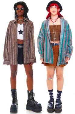 Classic Vintage Long-Sleeve Button-Up Shirts - Printed